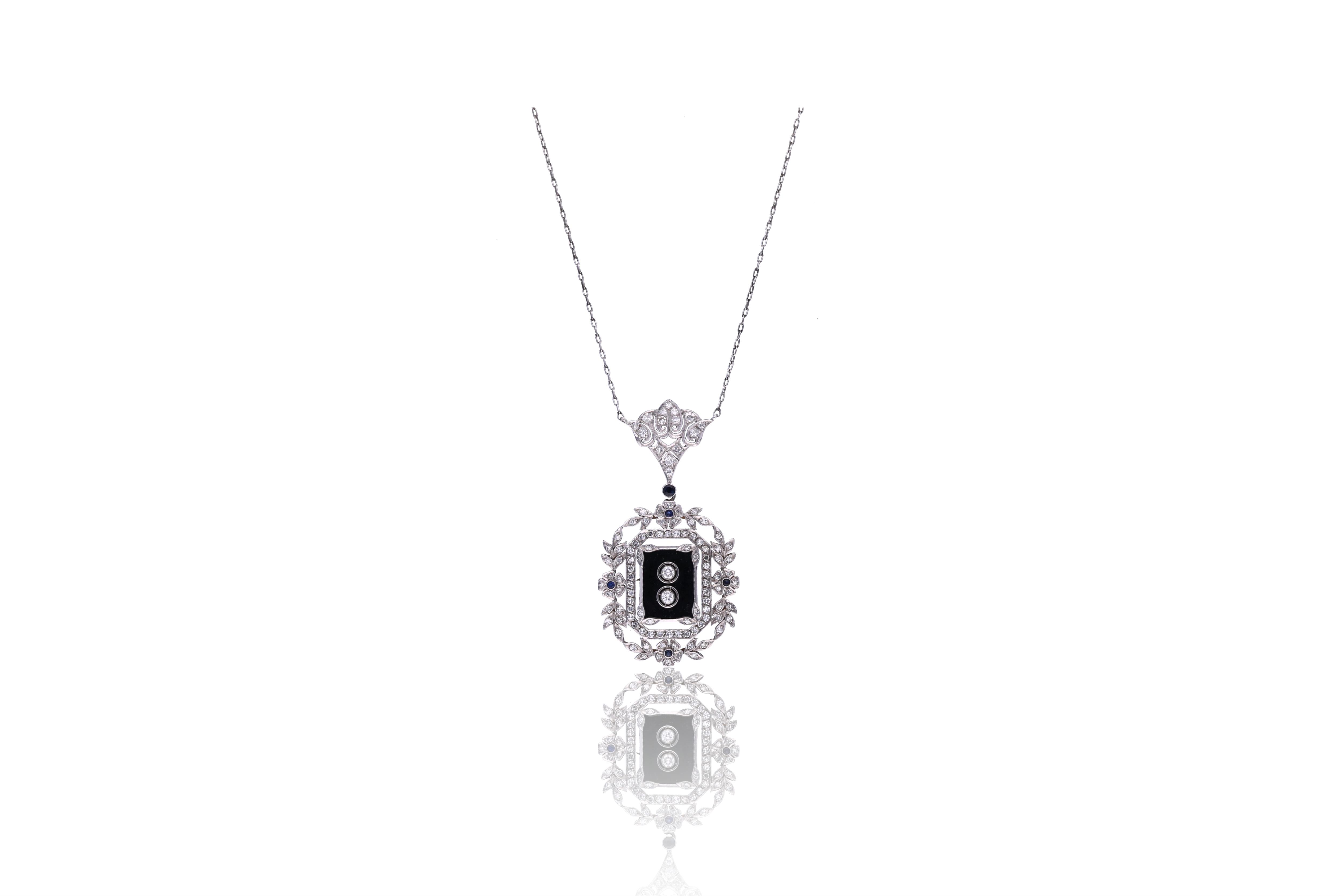 Collana con diamanti, zaffiri e onice - Asta Speciale Tesori d'Autunno