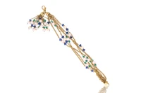 Bracciale con perle coltivate, zaffiri e smeraldi - Asta Speciale