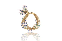 Bracciale con perle coltivate, zaffiri e smeraldi - Asta Speciale