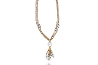 Collana con perla mabe', perle coltivate, zaffiri e smeraldi - Asta Speciale