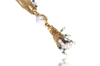 Collana con perla mabe', perle coltivate, zaffiri e smeraldi - Asta Speciale