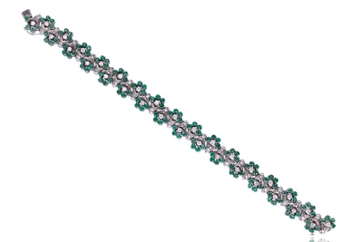 Bracciale con diamanti e smeraldi - Asta Speciale