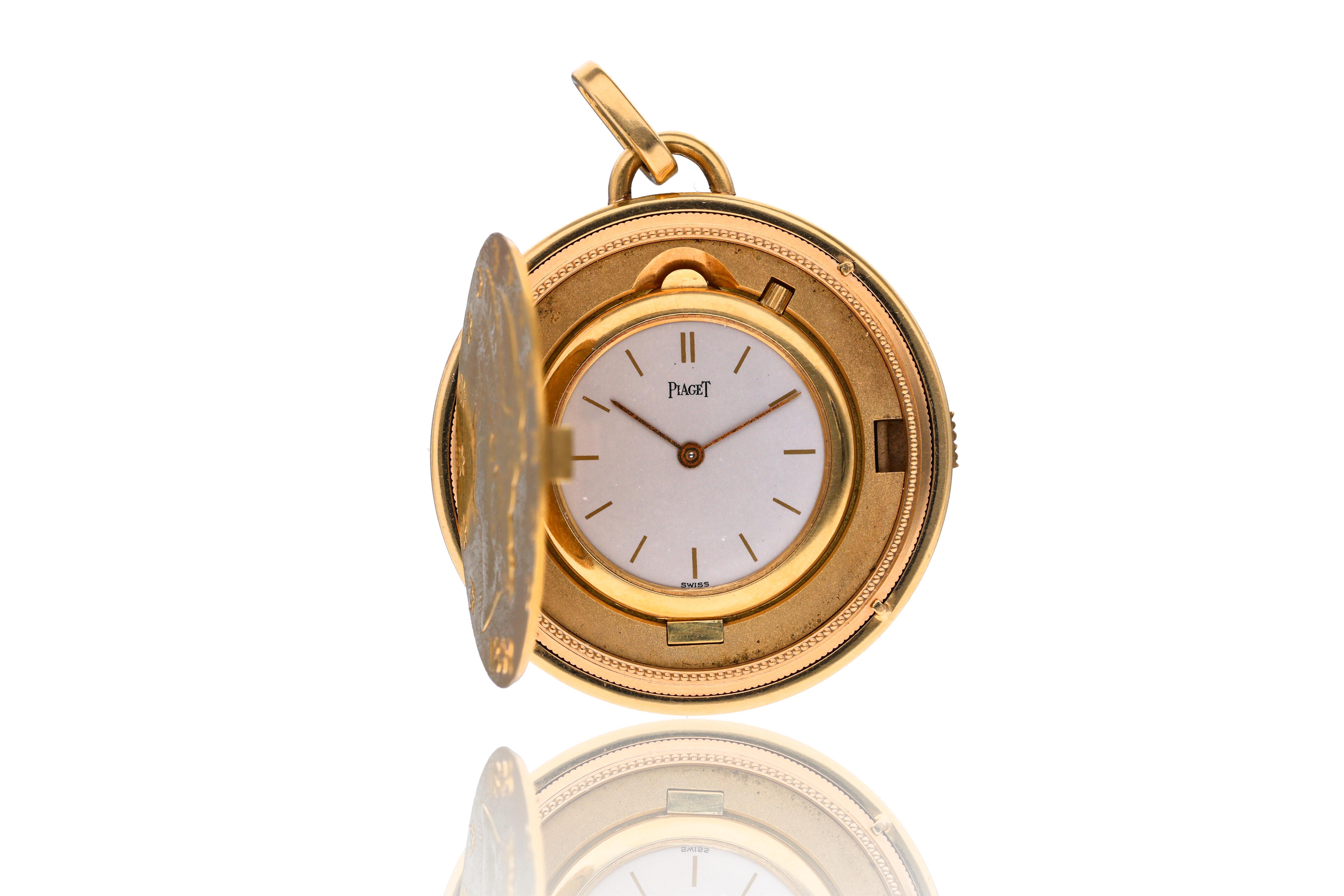 Ciondolo con orologio Piaget, Twenty dollar coin - Asta Speciale