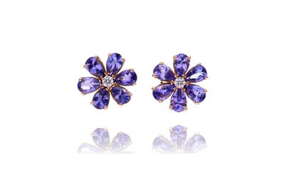 Paio di orecchini con tanzaniti e diamanti - Asta Speciale San Valentino