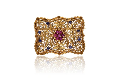 Spilla con rubini e zaffiri - Asta Speciale San Valentino