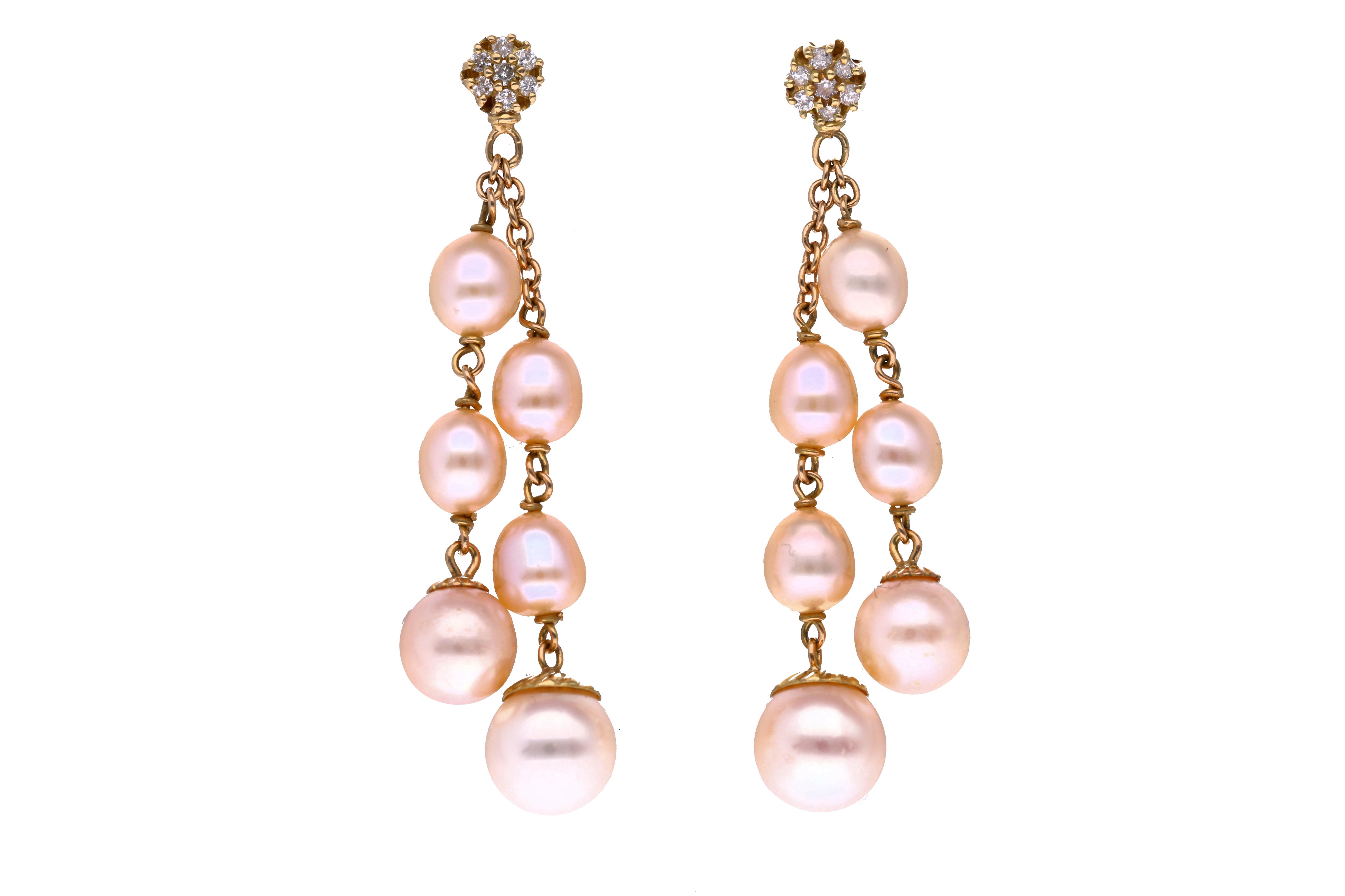 Paio di orecchini pendenti con perle e diamanti - Asta Speciale San Valentino