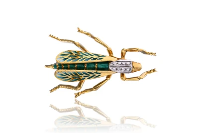 Spilla con diamanti e smalti - Asta Tesori di Pasqua - Gioielli da riscoprire