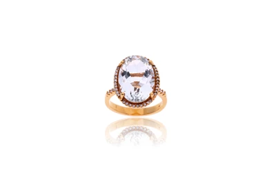 Anello con acquamarina e diamanti - Asta Primavera d'Oro - Gioielli in fiore