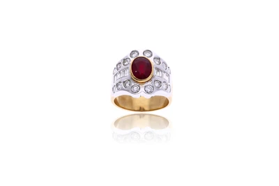 Anello con pietra e diamanti - Asta Primavera d'Oro - Gioielli in fiore