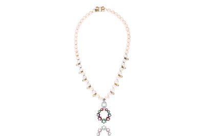 Collana con perle, diamanti, rubini, zaffiri e smeraldi - Asta Primavera d'Oro - Gioielli in fiore
